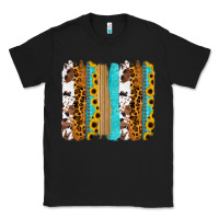 Black turquoise sunflowers cowhide leopard glitter background Classic Tee - RanaPortraitStore