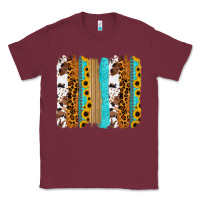Burgundy turquoise sunflowers cowhide leopard glitter background Classic Tee - RanaPortraitStore