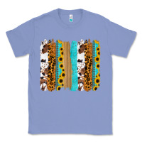 Colony Blue turquoise sunflowers cowhide leopard glitter background Classic Tee - RanaPortraitStore