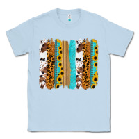 Dusty Blue turquoise sunflowers cowhide leopard glitter background Classic Tee - RanaPortraitStore