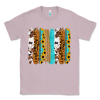 Lilac turquoise sunflowers cowhide leopard glitter background Classic Tee - RanaPortraitStore