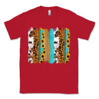Red turquoise sunflowers cowhide leopard glitter background Classic Tee - RanaPortraitStore