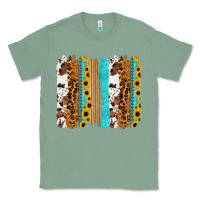 Sage turquoise sunflowers cowhide leopard glitter background Classic Tee - RanaPortraitStore