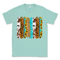 Seafoam turquoise sunflowers cowhide leopard glitter background Classic Tee - RanaPortraitStore