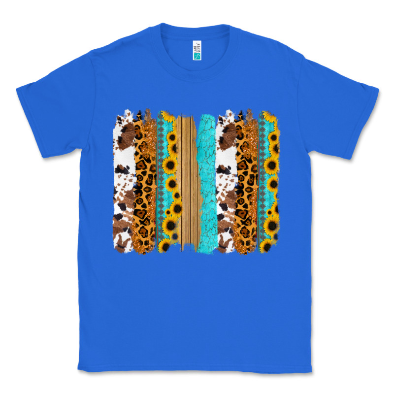 Turquoise Sunflowers Cowhide Leopard Glitter Background Classic Tee by RanaPortraitStore | Teevron