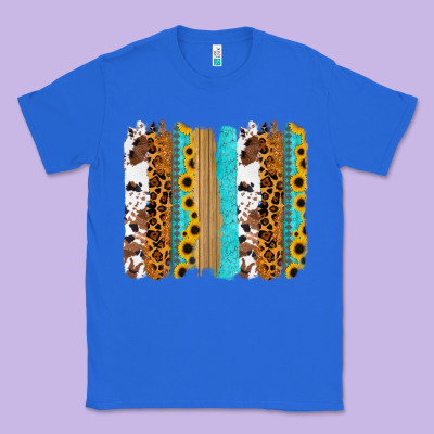 Turquoise Sunflowers Cowhide Leopard Glitter Background Classic Tee Designed By Ranaportraitstore