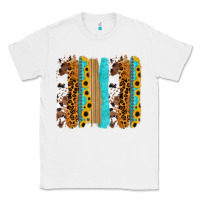 White turquoise sunflowers cowhide leopard glitter background Classic Tee - RanaPortraitStore
