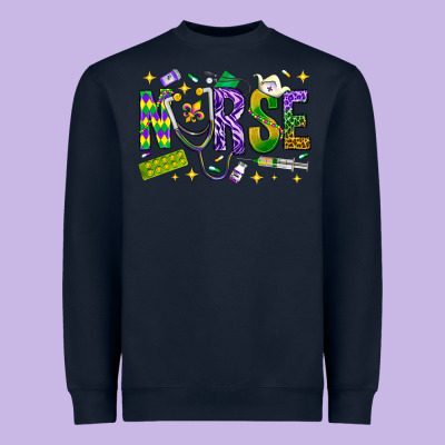 Mardi Gras Nurse Heavyweight Sweatshirt Designed By Bundleandbundleshop