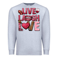 Heather Grey Live laugh love Valentine's Day Premium Sweatshirt - HowdyJamesFarm