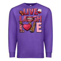 Purple Live laugh love Valentine's Day Premium Sweatshirt - HowdyJamesFarm