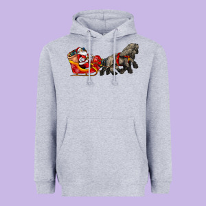 Santa Riding His Sleigh With Gifts Heavyweight Hoodie Designed By Cowgirlartshop