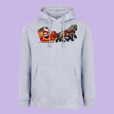 Santa Riding His Sleigh With Gifts Heavyweight Hoodie Designed By Cowgirlartshop