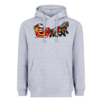 Heather Grey santa riding his sleigh with gifts Heavyweight Hoodie - CowGirlArtShop