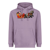 Lavender santa riding his sleigh with gifts Heavyweight Hoodie - CowGirlArtShop