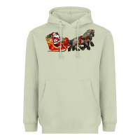 Matcha santa riding his sleigh with gifts Heavyweight Hoodie - CowGirlArtShop