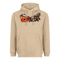 Mushroom santa riding his sleigh with gifts Heavyweight Hoodie - CowGirlArtShop