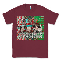 Burgundy mooey Christmas Classic Tee - CowhideDigitalArt