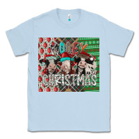 Dusty Blue mooey Christmas Classic Tee - CowhideDigitalArt