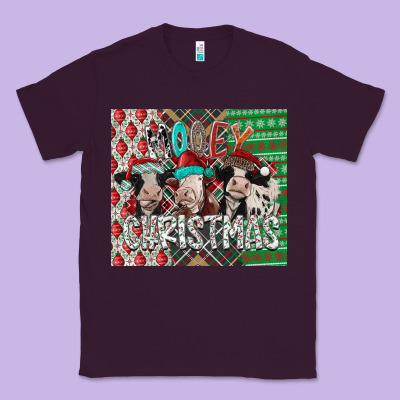 Mooey Christmas Classic Tee Designed By Cowhidedigitalart