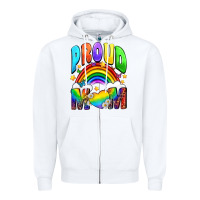White Proud Mom Zipper Hoodie - NancyCooperArtShop