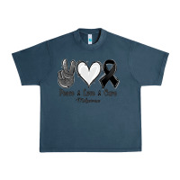 Midnight Navy Peace love cure Melanoma Cancer Urban Heavy Tee - NancyCooperArtShop