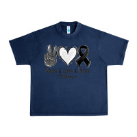 Navy Peace love cure Melanoma Cancer Urban Heavy Tee - NancyCooperArtShop