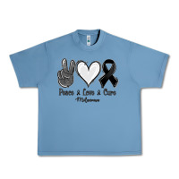 Pebble Blue Peace love cure Melanoma Cancer Urban Heavy Tee - NancyCooperArtShop