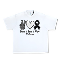 White Peace love cure Melanoma Cancer Urban Heavy Tee - NancyCooperArtShop