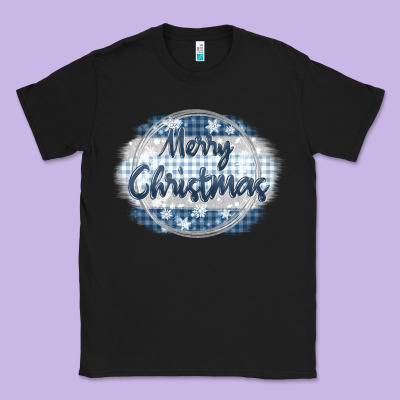 Merry Christmas Blue Classic Tee Designed By Maliassmallbusiness