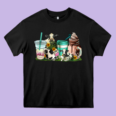 Cow Coffee Cups Heavy Core Tee Designed By Adodesignshop