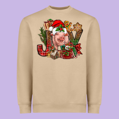 Joy Christmas With Pig Bbs Heavyweight Sweatshirt Designed By Bundleandbundleshop