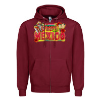 Burgundy Viva Mexico Zipper Hoodie - texasbilliewilder