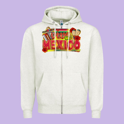Viva Mexico Zipper Hoodie Designed By Texasbilliewilder