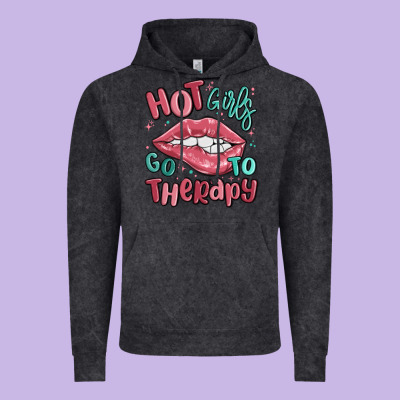 Hot Girls Go To Therapy Vintage Hoodie Designed By Maliassmallbusiness