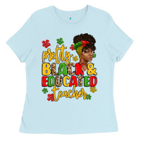 Baby Blue pretty black and educated teacher Ladies Tee - Artiststas