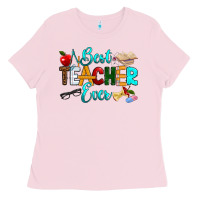 Bubblegum Pink best teacher ever Ladies Tee - RanaPortraitStore