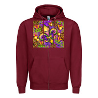 Burgundy Mardi Gras fleur de lis Zipper Hoodie - NancyCooperArtShop