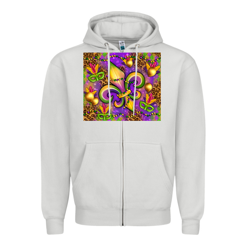 Mardi Gras Fleur De Lis Zipper Hoodie by NancyCooperArtShop | Teevron