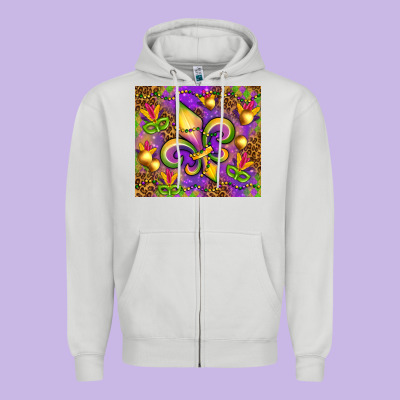 Mardi Gras Fleur De Lis Zipper Hoodie Designed By Nancycooperartshop