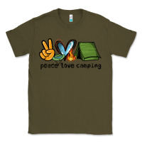 Army Green peace love camping Classic Tee - NancyCooperArtShop