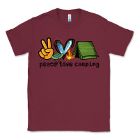 Burgundy peace love camping Classic Tee - NancyCooperArtShop