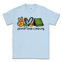 Dusty Blue peace love camping Classic Tee - NancyCooperArtShop