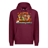 Burgundy coffee cups truck Premium Hoodie - CowGirlArtShop