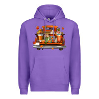Purple coffee cups truck Premium Hoodie - CowGirlArtShop