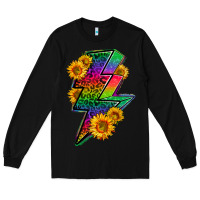 Black LGBTQ+ Lightnin' Bolt With Sunflower Long Sleeve Tee - BundleAndBundleShop