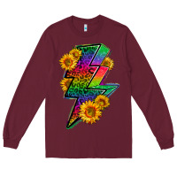 Burgundy LGBTQ+ Lightnin' Bolt With Sunflower Long Sleeve Tee - BundleAndBundleShop