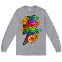 Heather Grey LGBTQ+ Lightnin' Bolt With Sunflower Long Sleeve Tee - BundleAndBundleShop
