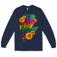Navy LGBTQ+ Lightnin' Bolt With Sunflower Long Sleeve Tee - BundleAndBundleShop