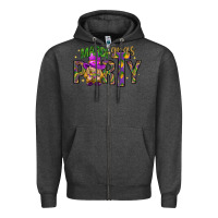 Charcoal Heather Mardi Gras party Zipper Hoodie - NancyCooperArtShop