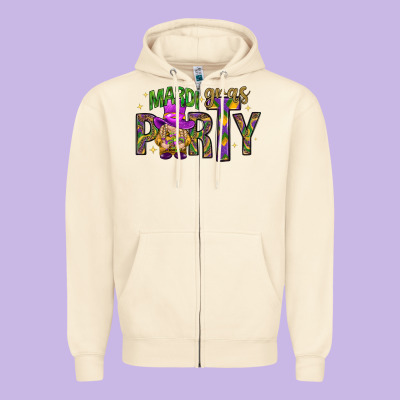 Mardi Gras Party Zipper Hoodie Designed By Nancycooperartshop